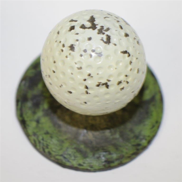 Antique Cast Iron Golf Ball On Tee Paperweight with Original Paint