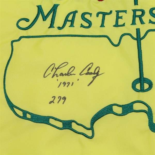 Charles Coody Signed 2011 Masters Flag with Year and Score Inscription JSA #EE96299