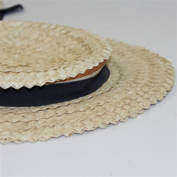 Vintage Tan Braided/Woven Straw Hat with Ribbons Signed by Nicklaus, Palmer, and others JSA ALOA