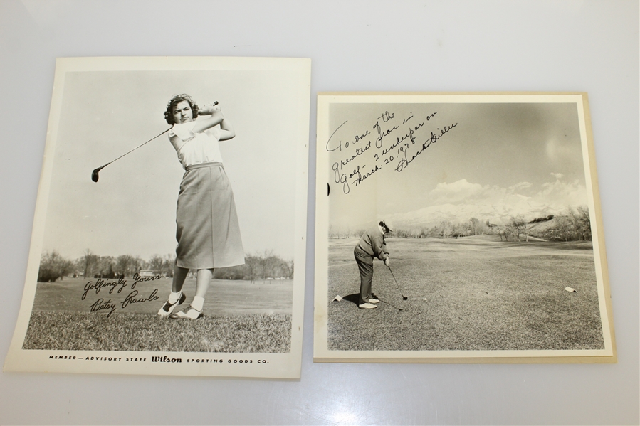 Four Photos - Betsy Rawls, Dick Metz & Son Craig, Unknown Signed Photo, & Walking Through Water