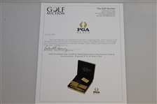 Gold Tone Metal Valet 'AutoStrop' Safety Razor Hole In One Award w/ Case & Accouterments - Engraved 'R. H. M. Hole In One'