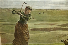 'Golfing On Minchinhampton Common, A Hazard On The Ladies' Course' Print by Lucien Davis