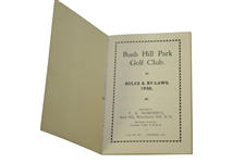 1930 Bush Hill Park Golf Club Rules & Bye-Laws Booklet