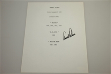 Arnold Palmer Signed Stat Sheet w/ 1962 Masters Picture JSA ALOA