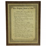 1754 The Original Rules of Golf Decorative Reproduction Piece Circa 1988