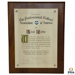 Paul Hahn's 1965 Lifetime Achievement Plaque Award Presented by the PGA Golf Writers