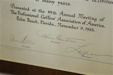 Paul Hahn's 1965 Lifetime Achievement Plaque Award Presented by the PGA Golf Writers