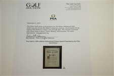 Paul Hahn's 1965 Lifetime Achievement Plaque Award Presented by the PGA Golf Writers
