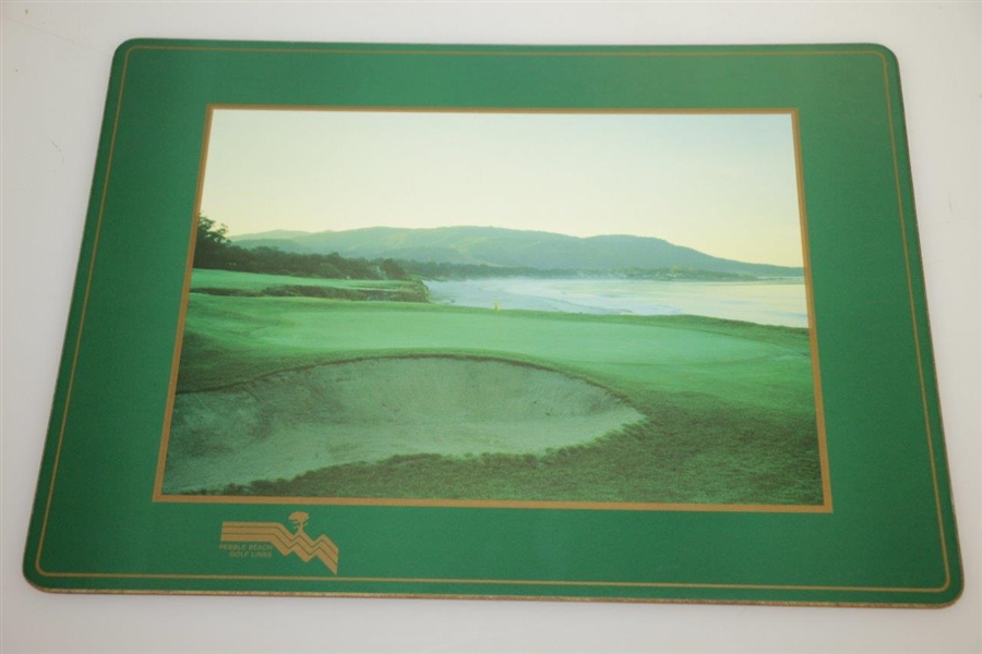 Pebble Beach Cork Board Pace Mats featuring 7th & 18th Holes