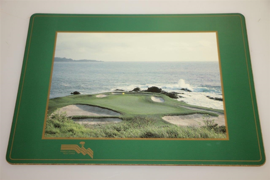 Pebble Beach Cork Board Pace Mats featuring 7th & 18th Holes