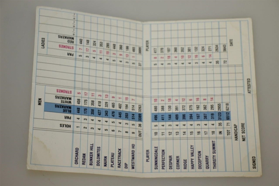 Classic Somerset Hills CC Scorecard with Tee/Card Holding Red Previdi Case - Crist Collection
