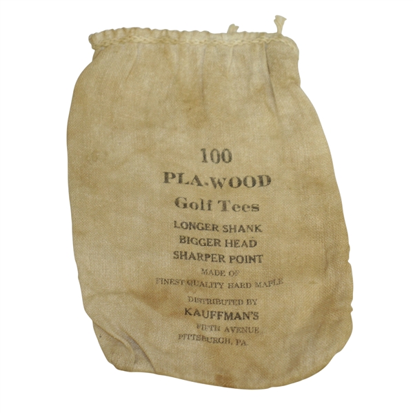 Vintage 100 Pla-Wood Golf Tees Canvas Tee Bag with Tee - Kauffman's - Crist Collection