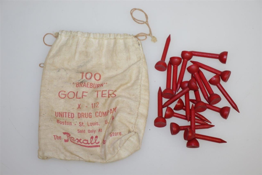 Vintage Braeburn 100 Golf Tees Canvas Tee Bag with Tees - The Rexall - Crist Collection
