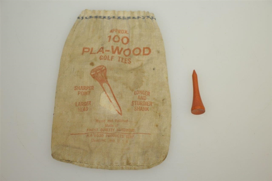 Vintage 100 Pla-Wood Golf Tees Canvas Tee Bag with Tee - Cleveland - Crist Collection
