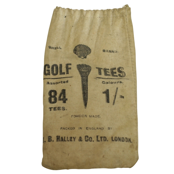 Vintage J.B. Halley & Co, Shell Brand Golf Tees Canvas Tee Bag with Tees - Crist Collection