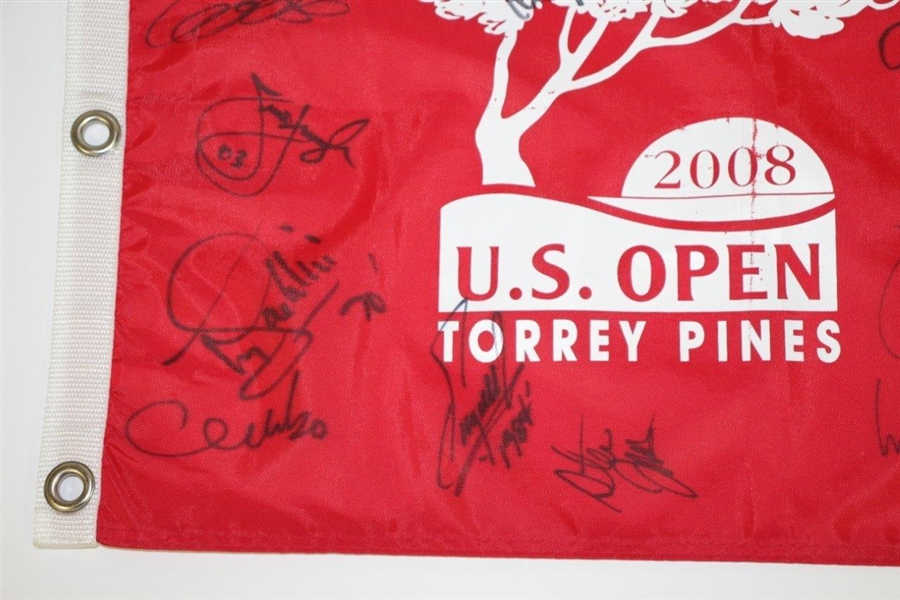 21 U.S. Open Champs Signed 2008 US Open at Torrey Pines Flag JSA ALOA