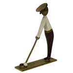 Classic Brass & Enamel Golfer Figure Modeled After Hagenauer
