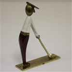 Classic Brass & Enamel Golfer Figure Modeled After Hagenauer