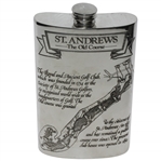 St. Andrews 'The Old Course' Pewter Flask with Course Layout - Excellent Condition