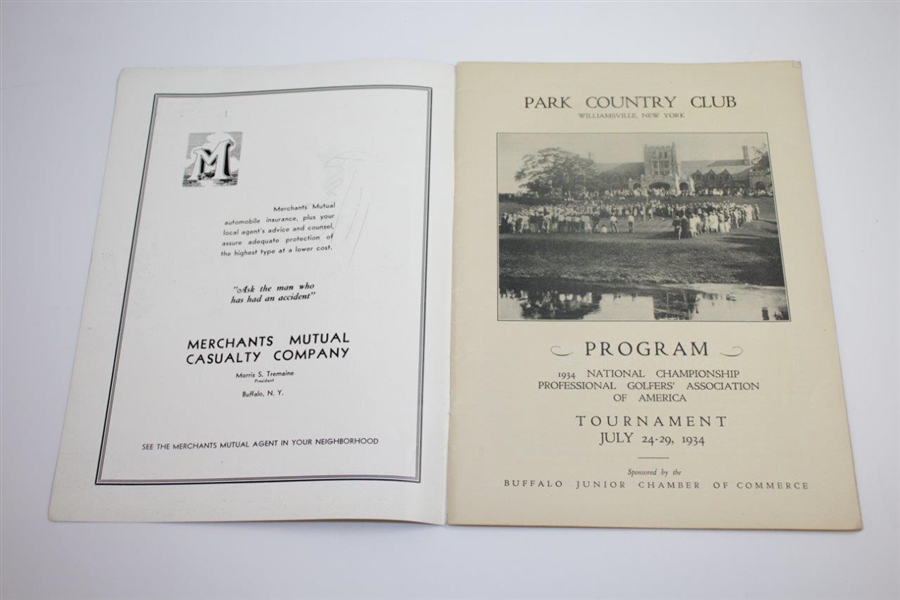 1934 PGA Championship at Park Country Club Program - Paul Runyan Winner