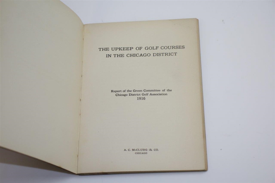 1916 'The Upkeep of Golf Courses in the Chicago District' Booklet - Chicago District Golf Assoc.