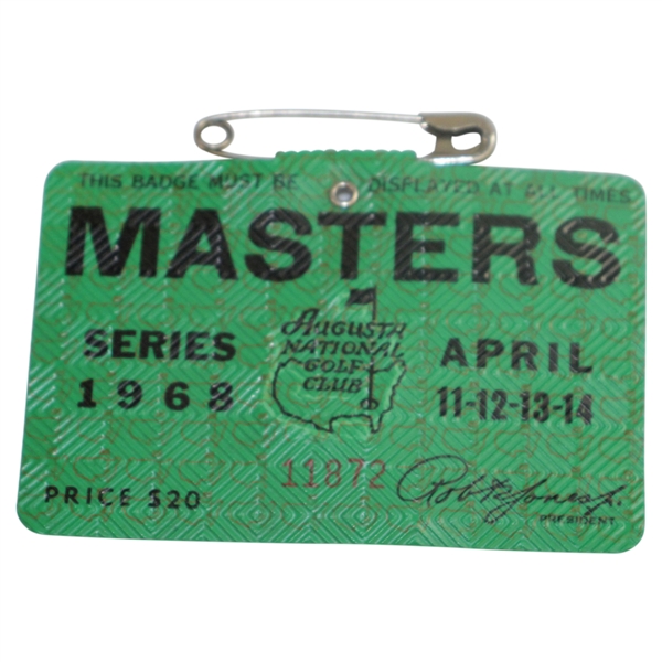 1968 Masters Tournament Series Badge #11872 - Bob Goalby Win