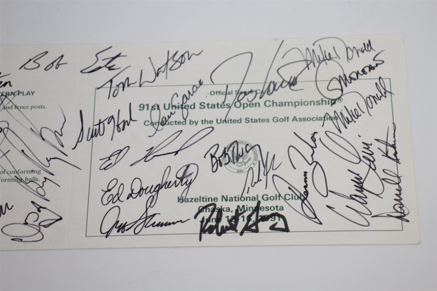 Nicklaus, Watson, & Large Field Signed 1991 US Open at Hazeltine Scorecard JSA ALOA