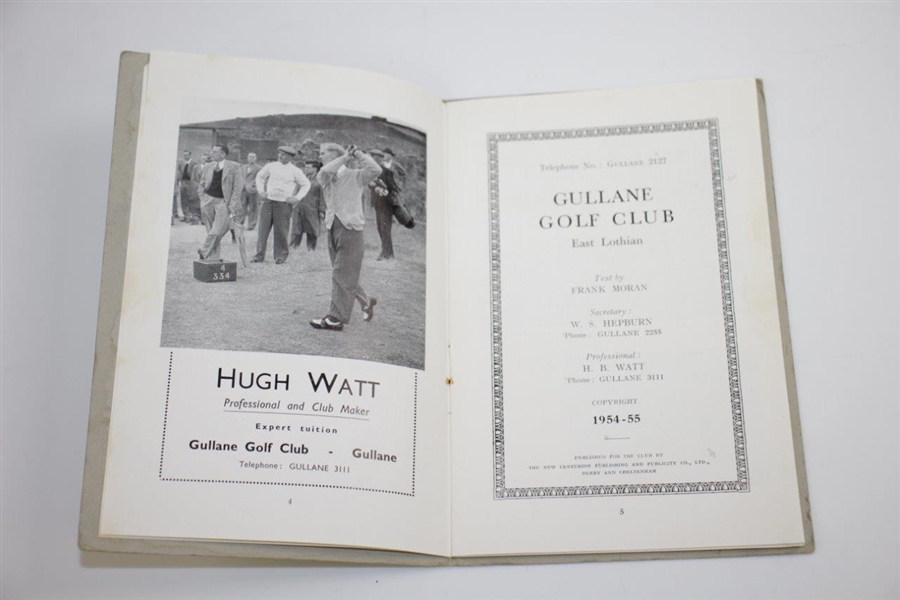 1954-1955 Gullane Golf Club East Lothian Official Handbook by Frank Moran