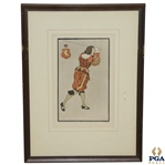 1620 Golfer Print Circa 1955 - Hand-Colored Aqua Tint On Off-White Wove Paper By Frederick Richards