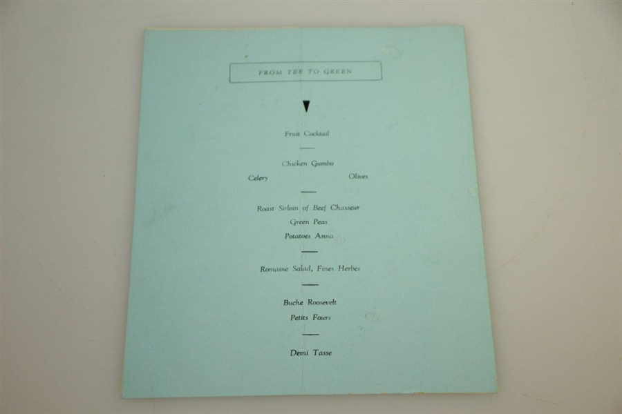1933 Ryder Cup Testimonial Dinner Menu to American Team - Hotel Roosevelt