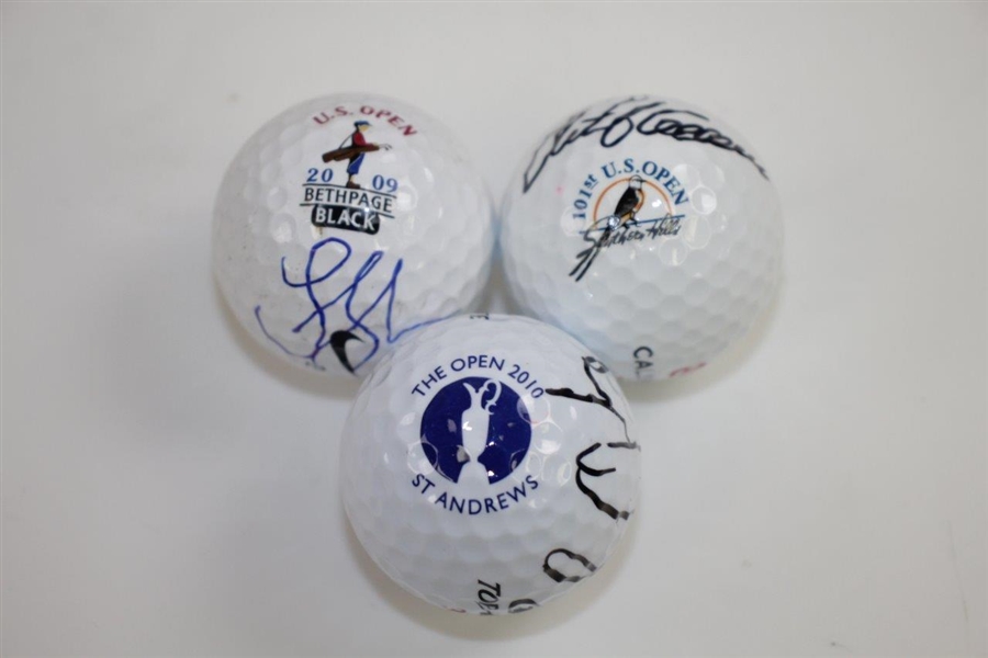 Oosthuizen, Glover, & Goosen Signed Logo Golf Balls from Major Wins JSA ALOA