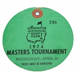 1974 Masters Tournament Wednesday Ticket #796 - Sam Snead 1st Repeat Par 3 Champ