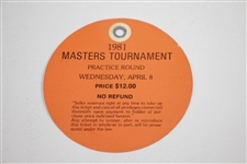 1981 Masters Tournament Wednesday Ticket #02222 - Par 3 Winner Isao Aoki