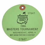 1986 Masters Tournament Wednesday Ticket #07847 - Gary Koch Par 3 Champ