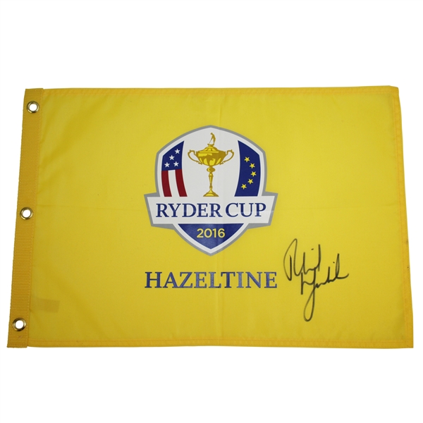 Phil Mickelson Signed 2016 Ryder Cup at Hazeltine Flag JSA ALOA