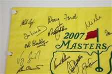 Doug Ford's 2007 Masters CHAMPS Dinner Signed Flag with Arnie, Jack, Seve Middle JSA ALOA