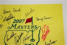 Doug Ford's 2007 Masters CHAMPS Dinner Signed Flag with Arnie, Jack, Seve Middle JSA ALOA