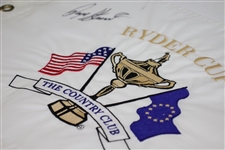 Payne Stewart Signed 1999 Ryder Cup at The Country Club Embroidered Pinney Flag JSA #Z96007