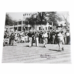 Gene Sarazen Signed Tee Off at Augusta with Jones  16x20 B&W Photo & Masters Champion 1935 JSA ALOA