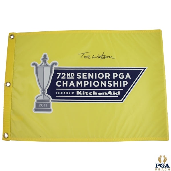 Tom Watson Signed 2011 72nd Senior PGA Championship Pin Flag JSA ALOA
