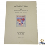 1931 Ryder Cup Team Matches at Scioto Country Club Dinner Menu - Great Condition