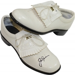 Jack Nicklaus Signed Cream Colored Golden Bear Golf Cleats JSA ALOA