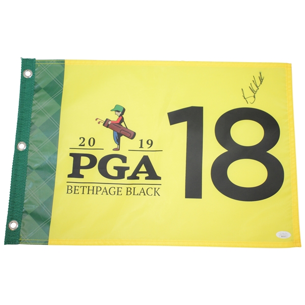 Brooks Koepka Signed 2019 PGA Championship at Bethpage Black Screen Flag FULL JSA #BB22073