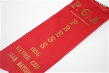 1935 Ryder Cup Team Matches P.G.A. Press Red Ribbon - Excellent Condition