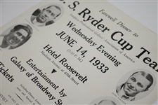 1933 U.S. Ryder Cup Team Farewell Dinner at Hotel Roosevelt Poster
