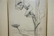 Undated Pen And Ink On Board Signed by Artist CF Lester - Framed