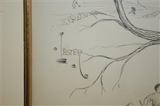 Undated Pen And Ink On Board Signed by Artist CF Lester - Framed