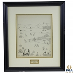 Original Pen and Ink on Board "Golf" Signed by Artist Jack Sears - Framed