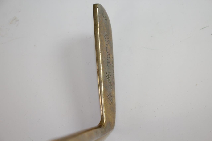 Diriduff Gold Plated Wood Shafted Putter - Stamped In Head, With Four Leaf Clover Logos