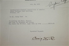 Craig Wood Signed 1931 Ryder Cup Team Expenses Payment Reception JSA ALOA